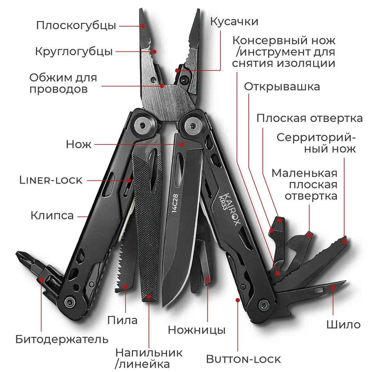 Мультитул KaiRox KR33-B Черный
